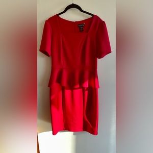 Red stretchy Sz 4 Enfocus peplum dress. Perfect for the holidays!